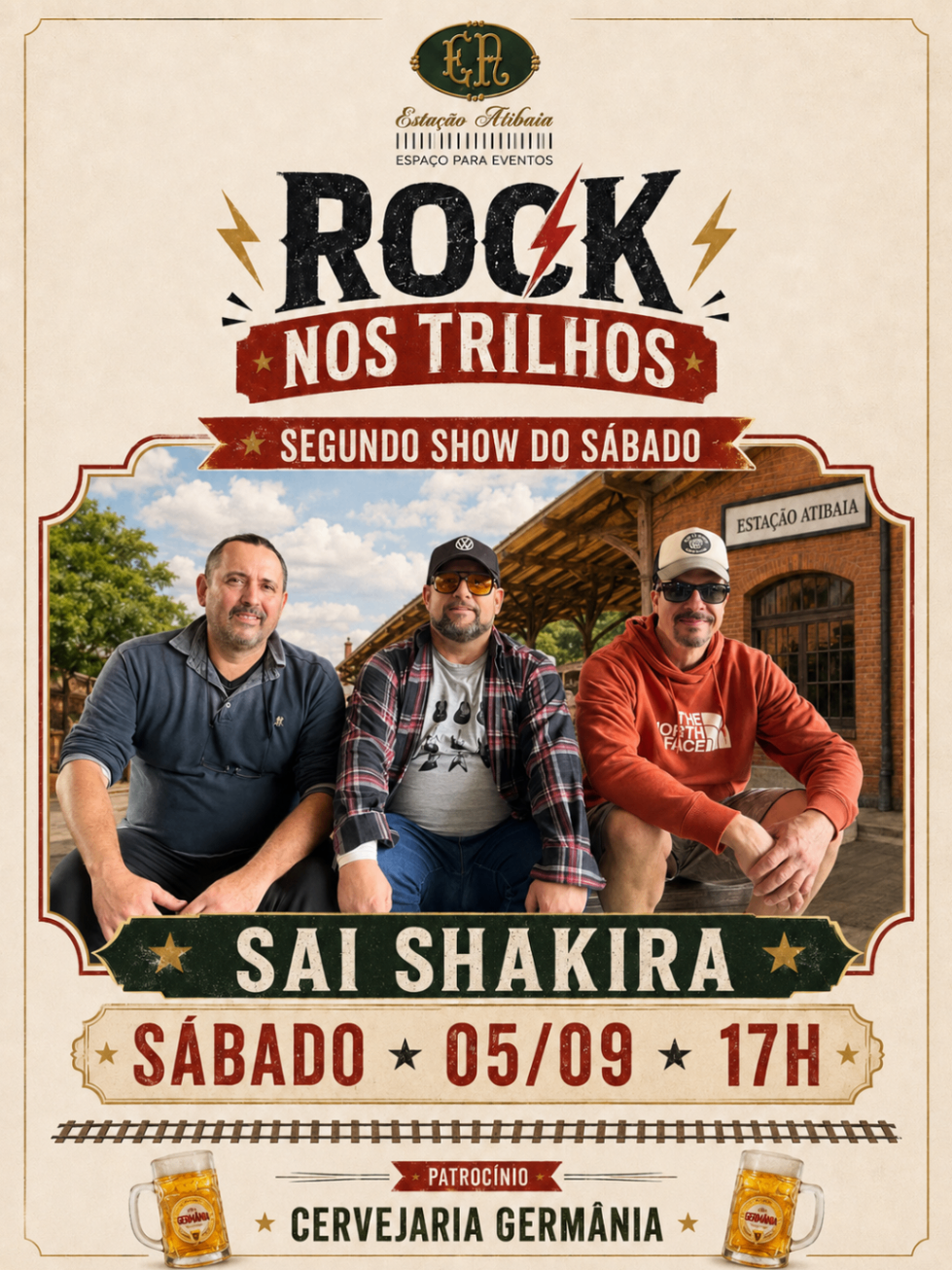 Cartaz do show da banda Sai Shakira no Rock nos Trilhos